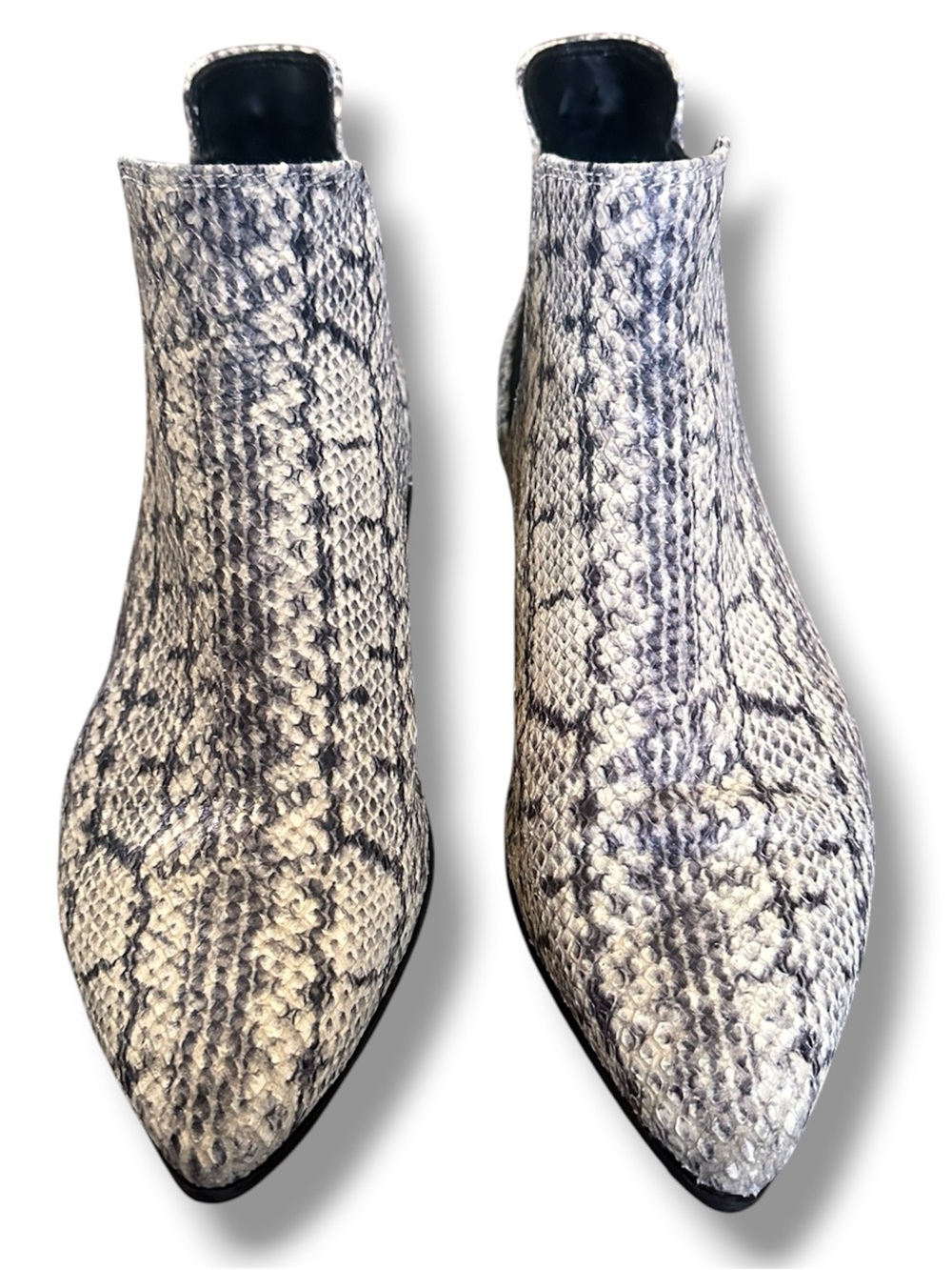 EUC Cole Haan “Hara” Pointed Toe Snakeskin Print Chelsea Ankle Booties Size 8.5 - Picture 2 of 10